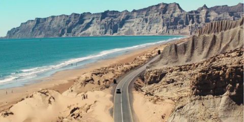 Makran highway and sea view